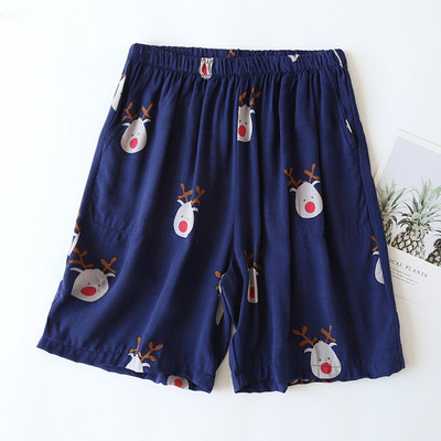 Fdfklak Pantaloni noi, respirabili, din bumbac, din raion, pantaloni de pijama pentru femei, pantaloni scurți largi de vară, îmbrăcăminte de noapte, pantaloni de dormit pentru femei