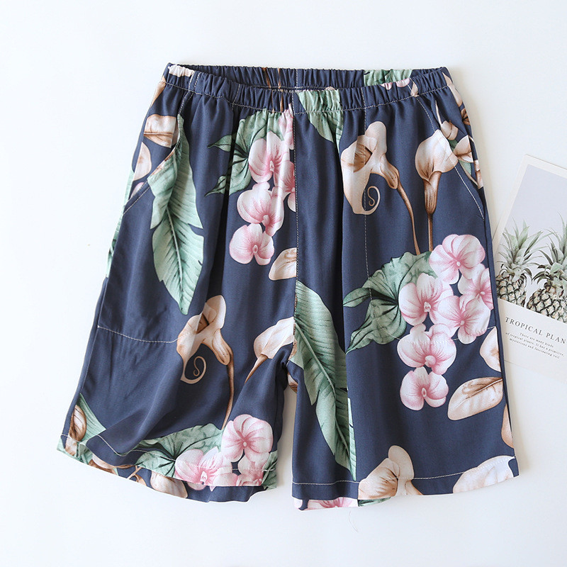 Fdfklak Pantaloni noi, respirabili, din bumbac, din raion, pantaloni de pijama pentru femei, pantaloni scurți largi de vară, îmbrăcăminte de noapte, pantaloni de dormit pentru femei