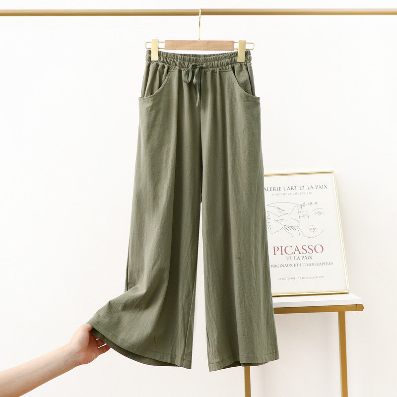 Fdfklak Pantalones De Mujer Nové bavlnené ľanové pyžamové nohavice pre ženy Široké nohavice Dámske pyžamové oblečenie Jarné letné domáce nohavice