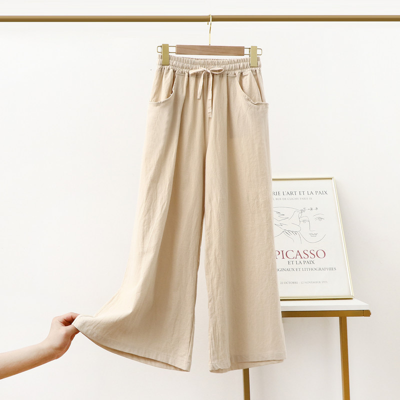 Fdfklak Pantalones De Mujer Nové bavlnené ľanové pyžamové nohavice pre ženy Široké nohavice Dámske pyžamové oblečenie Jarné letné domáce nohavice