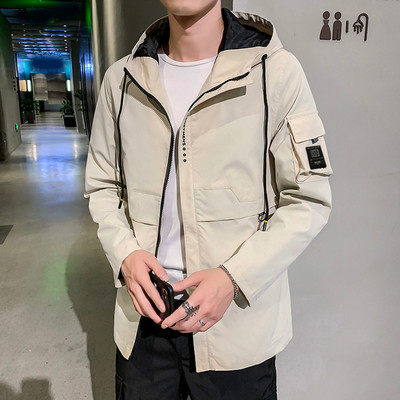 Χειμερινά μπουφάν για άντρες μανίκια Χειμερινά μακριά μπουφάν Φθινοπωρινά μπουφάν με κουκούλα Top τσέπες Παλτό ανδρική μπλούζα με τζάκετ για