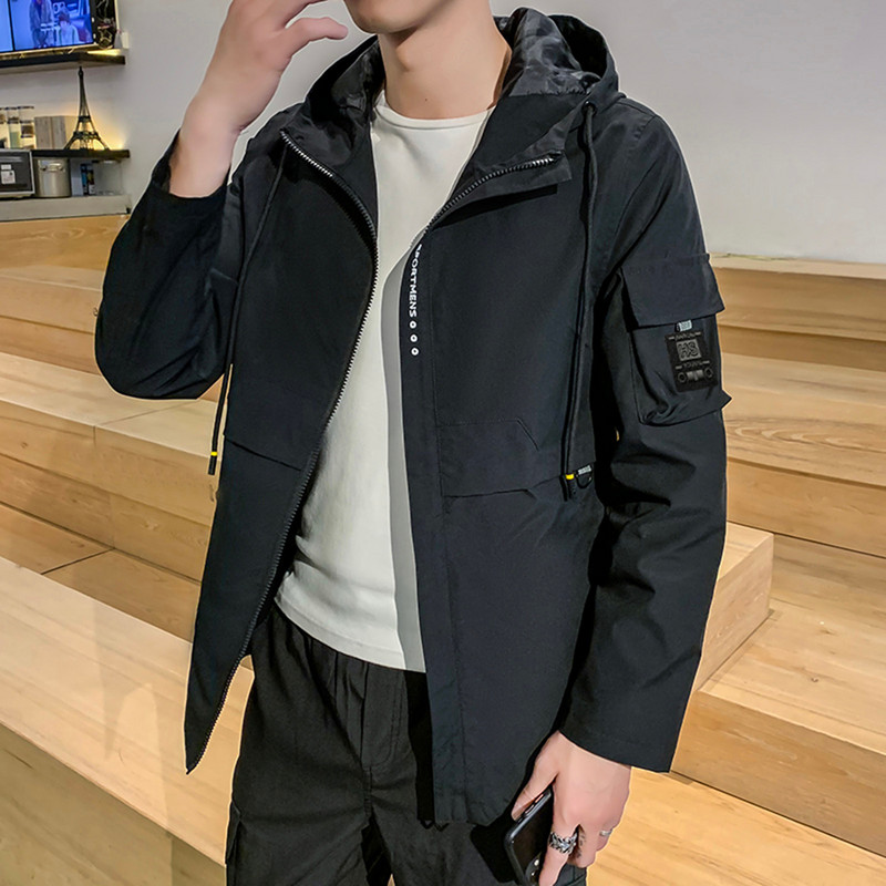 Χειμερινά μπουφάν για άντρες μανίκια Χειμερινά μακριά μπουφάν Φθινοπωρινά μπουφάν με κουκούλα Top τσέπες Παλτό ανδρική μπλούζα με τζάκετ για