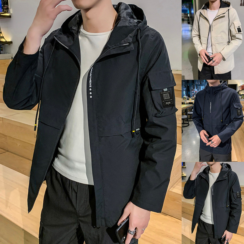 Χειμερινά μπουφάν για άντρες μανίκια Χειμερινά μακριά μπουφάν Φθινοπωρινά μπουφάν με κουκούλα Top τσέπες Παλτό ανδρική μπλούζα με τζάκετ για