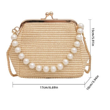 Τσάντα ώμου Summer Designer Chain Party Clutch με άχυρο που υφαίνει πορτοφόλι Γυναικεία τσάντα μαξιλαριού με ζυμαρικά χιαστί τσάντα 2023 Τσάντα πουγκί