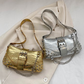 Γυναικείες τσάντες ώμου γοτθικές γυναικείες τσάντες με δροσερό στυλ, μοντέρνο ροκ κοριτσίστικες τσάντες Y2K Rivet Chain for Travel Vacation Daily