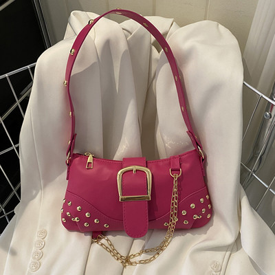 Γυναικείες τσάντες ώμου γοτθικές γυναικείες τσάντες με δροσερό στυλ, μοντέρνο ροκ κοριτσίστικες τσάντες Y2K Rivet Chain for Travel Vacation Daily
