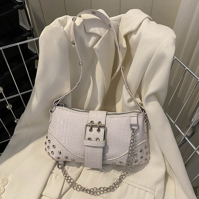 Γυναικείες τσάντες ώμου γοτθικές γυναικείες τσάντες με δροσερό στυλ, μοντέρνο ροκ κοριτσίστικες τσάντες Y2K Rivet Chain for Travel Vacation Daily