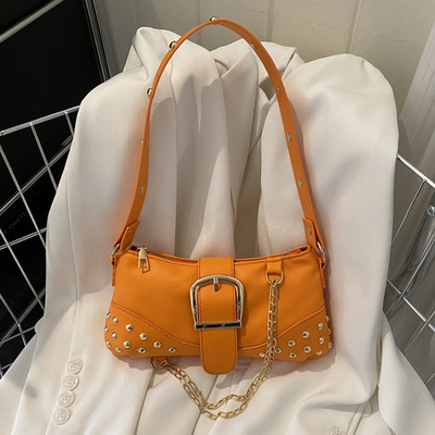 Γυναικείες τσάντες ώμου γοτθικές γυναικείες τσάντες με δροσερό στυλ, μοντέρνο ροκ κοριτσίστικες τσάντες Y2K Rivet Chain for Travel Vacation Daily