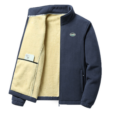 Ανδρικά ρούχα για Coral Fleece Wolf Ανδρικά ζεστά μπουφάν Solid H Splice Winter Wool Fleece Μπουφάν Stcollar Over Pocket πουκάμισο