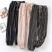 Pantaloni de pijama de casă din flanel pentru cuplu în dungi, pantaloni pentru bărbați și femei, pantaloni îngroșați pentru uz casnic, din lână coral, pantaloni de pijama