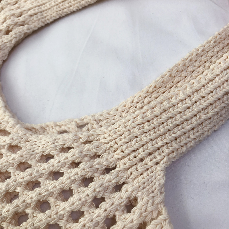 Geantă de plajă din croșetat pentru femei, geantă de băcănie goală, de capacitate mare