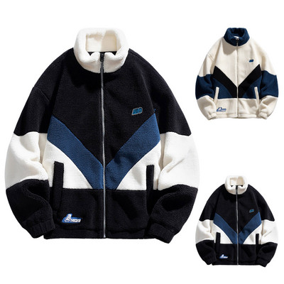 Vyriška striukė Viršutiniai drabužiai Teddy Fleece su stovinčia apykakle žieminė vėjui atspari vyriška beisbolo striukė lauko drabužiai