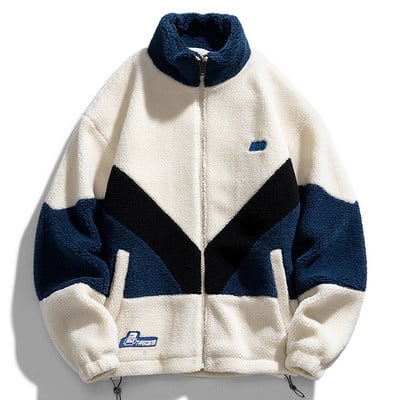 Jachetă mozaică pentru bărbați Îmbrăcăminte exterioară Teddy Fleece Cu guler în picioare iarna Jachete de baseball pentru bărbați Îmbrăcăminte în aer liber