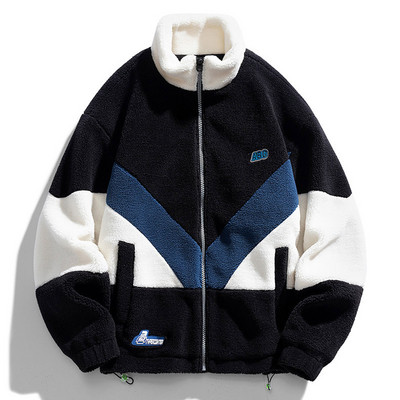 Jachetă mozaică pentru bărbați Îmbrăcăminte exterioară Teddy Fleece Cu guler în picioare iarna Jachete de baseball pentru bărbați Îmbrăcăminte în aer liber