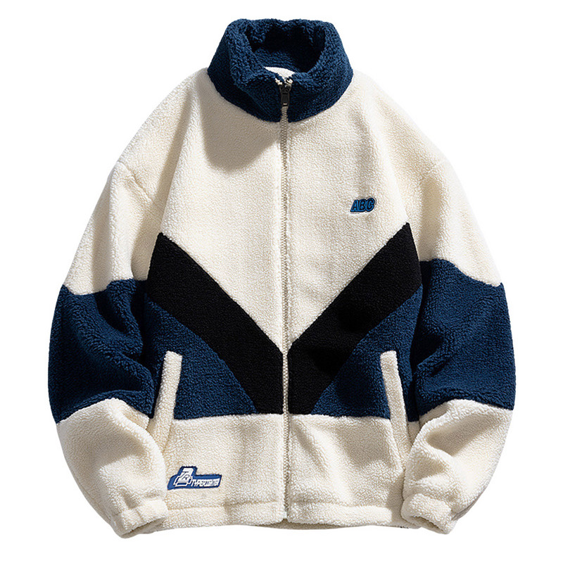Jachetă mozaică pentru bărbați Îmbrăcăminte exterioară Teddy Fleece Cu guler în picioare iarna Jachete de baseball pentru bărbați Îmbrăcăminte în aer liber