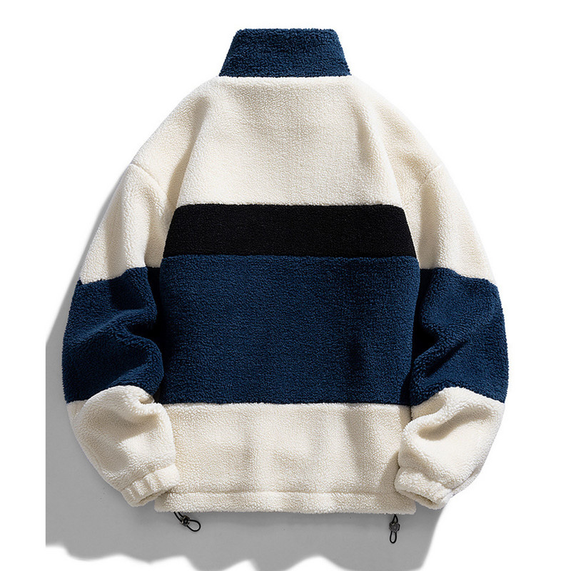 Jachetă mozaică pentru bărbați Îmbrăcăminte exterioară Teddy Fleece Cu guler în picioare iarna Jachete de baseball pentru bărbați Îmbrăcăminte în aer liber