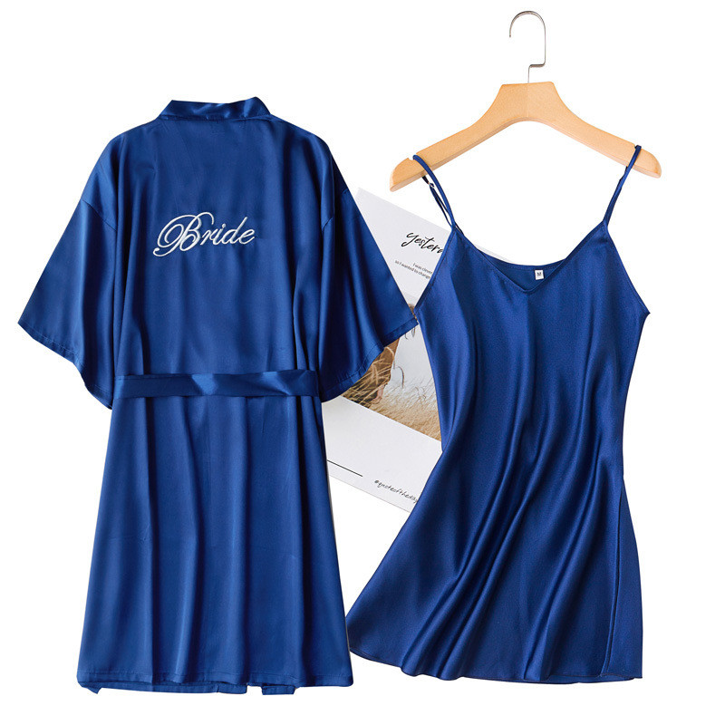 2 tk. Öö- ja hommikumantlikomplektid Pruutneitsi pulmamantel Naiste pesu Magamisriietus koos vööga öösärgiga lahtine kimono