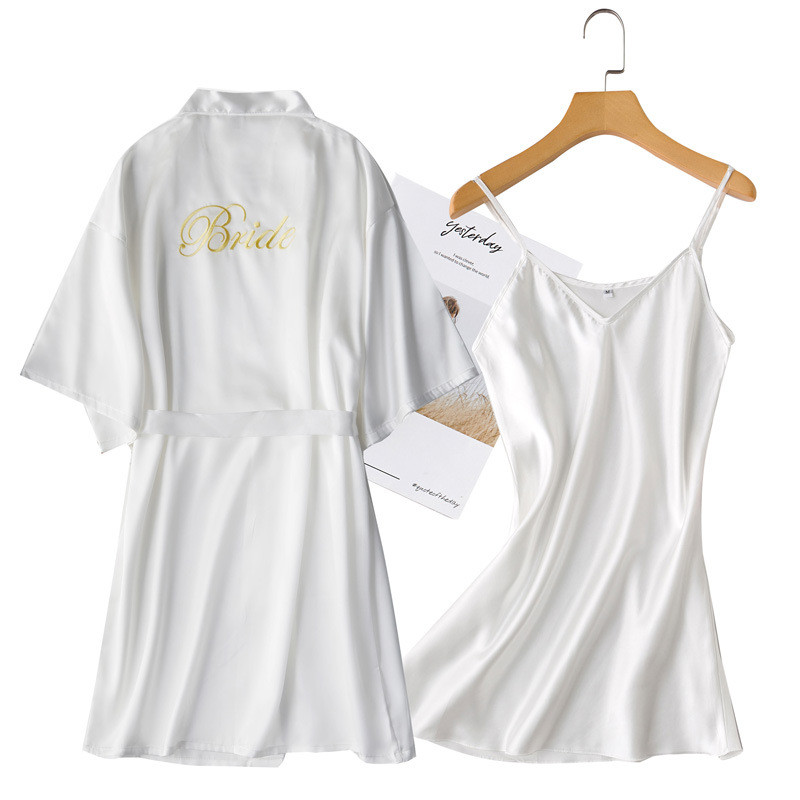 2 tk. Öö- ja hommikumantlikomplektid Pruutneitsi pulmamantel Naiste pesu Magamisriietus koos vööga öösärgiga lahtine kimono