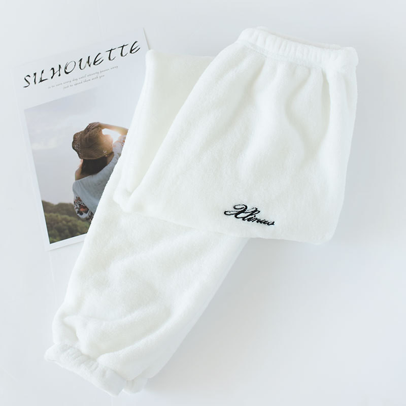 Fdfklak Φθινόπωρο Χειμώνας Ζευγάρι Sleep Bottoms Ζεστό φανελένιο σαλόνι Φορέστε χαριτωμένα εμπριμέ νυχτερινά παντελόνια Home Παντελόνια Loose Sleepwear