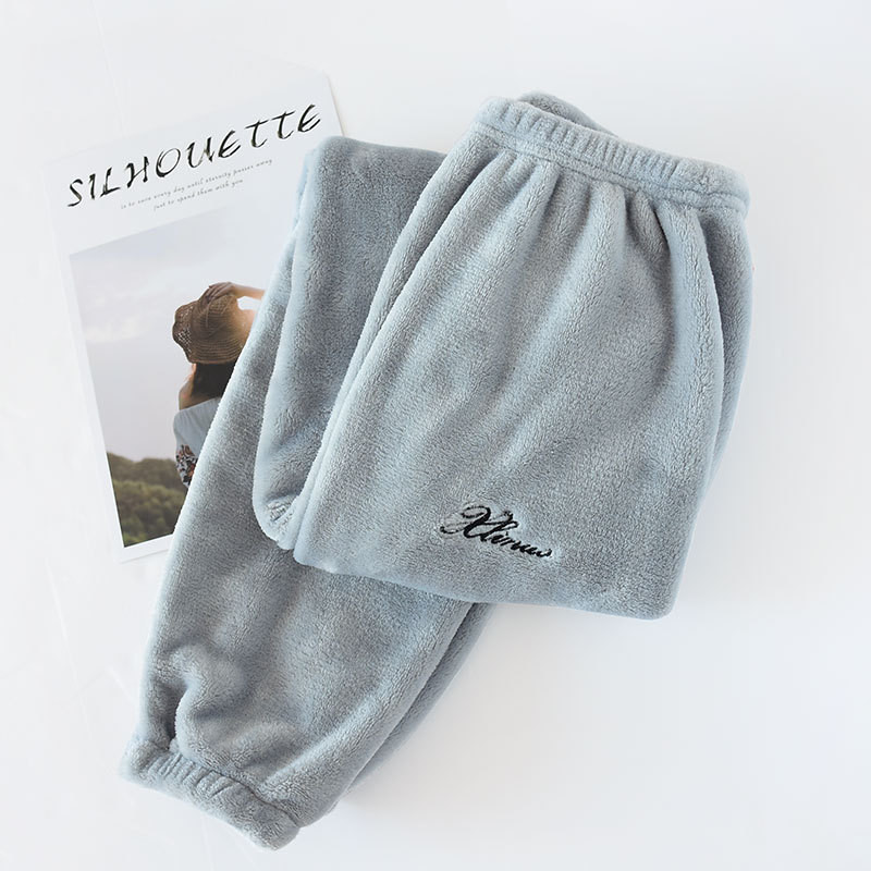 Fdfklak Φθινόπωρο Χειμώνας Ζευγάρι Sleep Bottoms Ζεστό φανελένιο σαλόνι Φορέστε χαριτωμένα εμπριμέ νυχτερινά παντελόνια Home Παντελόνια Loose Sleepwear