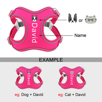 Персонализиран комплект каишки за кучешки сбруи Отразяваща без дърпане мека жилетка сбруя Персонализирано ID име за малки, средни големи кучета Pitbull