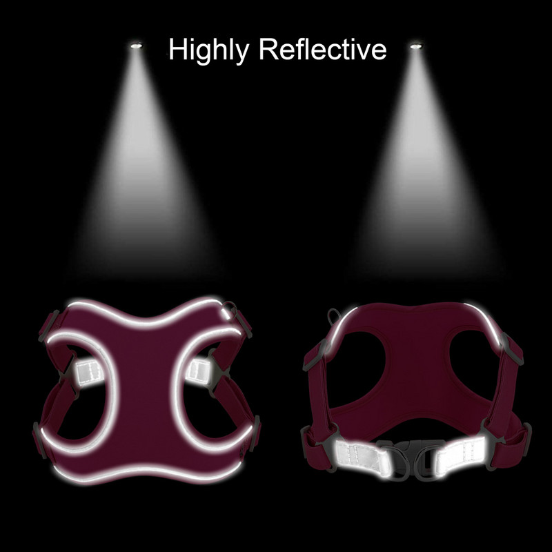 Set personalizat de lesă pentru ham pentru câini, reflectorizant, fără tragere, ham pentru vestă moale, nume personalizat de identificare pentru câini mici, mijlocii mari, Pitbull