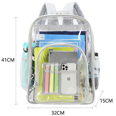 Γυναικείο σακίδιο πλάτης TINTAT Fashion Clear PVC Νέα τάση Διαφανές μασίφ σακίδιο πλάτης Σχολική τσάντα ταξιδιού για κορίτσια Child Mochila