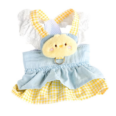 Σετ λουριών και λουριών για κουκλά για κουτάβι ροζ κίτρινο με τζιν φούστα Φορέματα για κατοικίδια γιακά Chihuahua XS XL Chihuahua Pug