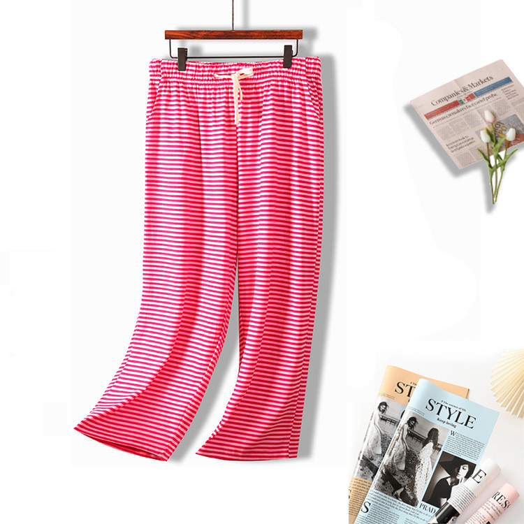 Pantaloni de pijama de damă, primăvară, vară, pantaloni largi, pentru acasă, din bumbac, respirabil, de dormit, pantaloni capri, pantaloni de femeie 3XL-7XL