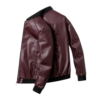 Állványgallér vékony bőrkabát Férfinak Alkalmi Pu Motoros Bőrkabátok Új koreai Divatos Bőrkabát Férfi Ruházat Hot