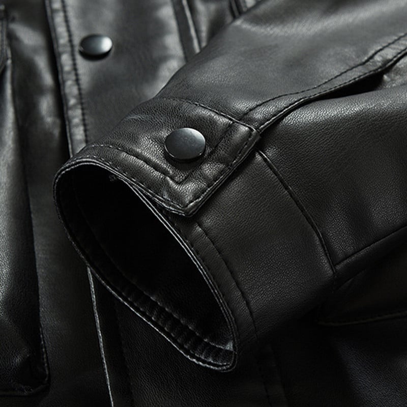 Paksu taskuga nahktagi Mehele Tänav Trendikas nahktagi Meeste lahtised mootorrattariided Pu-nahkjakk Sügis