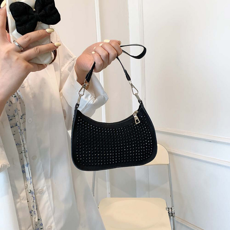 Γυναικείες τσάντες ώμου με αλυσίδα Bling Γυναικείες τσάντες μασχάλης με διαμάντια για γυναίκες βραδινό πάρτι Καθημερινό πορτοφόλι αγορών Τσάντες στρας