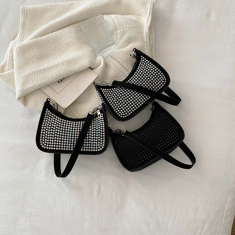 Γυναικείες τσάντες ώμου με αλυσίδα Bling Γυναικείες τσάντες μασχάλης με διαμάντια για γυναίκες βραδινό πάρτι Καθημερινό πορτοφόλι αγορών Τσάντες στρας