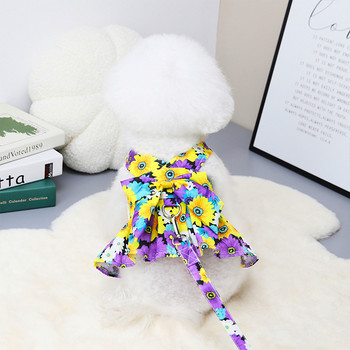 Φορέματα με λουρί για σκύλους για μικρά σκυλιά Σκύλος Floral φόρεμα Chihuahua French Bulldog Καλοκαιρινά ρούχα για σκύλους Σετ λουριών λουριών σκύλου Είδη σκύλου