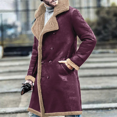 Vīriešu ādas jaka Vintage biezs mētelis Street modernas ādas jakas vīriešiem brīvs motociklu apģērbs gara pu ādas jaka