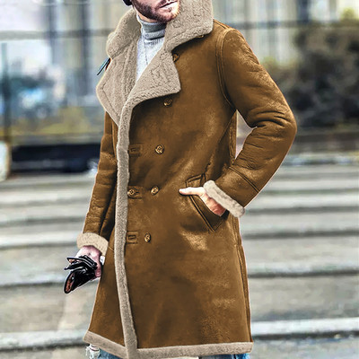 Vīriešu ādas jaka Vintage biezs mētelis Street modernas ādas jakas vīriešiem brīvs motociklu apģērbs gara pu ādas jaka