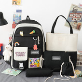5 τμχ/σετ Ιαπωνικό σακίδιο πλάτης για κορίτσια Σχολική τσάντα μαθητών για εφηβικές κοπέλες Θήκη μολυβιού Kawaii Γυναικείο σακίδιο πλάτης για φορητό υπολογιστή