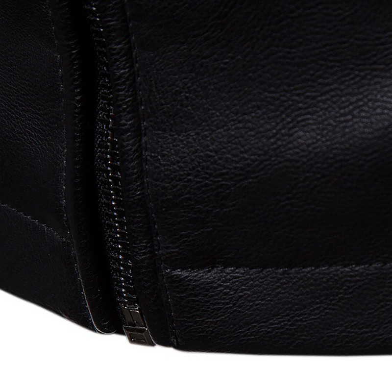 Állványgallér Cipzáras bőrdzseki férfinak Egyszínű, hosszú ujjú férfi kabátok Utcai divatos bőrdzsekik férfi куртка