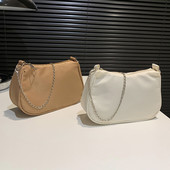 Γυναικεία τσάντα Hobo Μονόχρωμη Ευέλικτη τσάντα χιαστί Απλή αλυσίδα Μοντέρνα για κορίτσια Μεγάλη τσάντα υψηλής ποιότητας για ταξιδιωτικές διακοπές