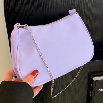 Дамска модна чанта Hobo Едноцветна универсална чанта Crossbody Проста верига Модерно момиче Висококачествена голяма чанта за ваканция при пътуване