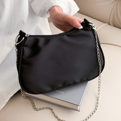 Γυναικεία τσάντα Hobo Μονόχρωμη Ευέλικτη τσάντα χιαστί Απλή αλυσίδα Μοντέρνα για κορίτσια Μεγάλη τσάντα υψηλής ποιότητας για ταξιδιωτικές διακοπές