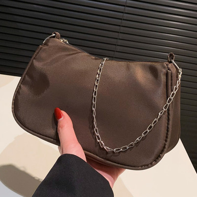 Γυναικεία τσάντα Hobo Μονόχρωμη Ευέλικτη τσάντα χιαστί Απλή αλυσίδα Μοντέρνα για κορίτσια Μεγάλη τσάντα υψηλής ποιότητας για ταξιδιωτικές διακοπές