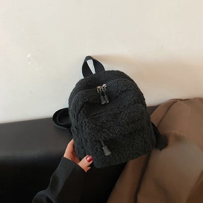 Mini naiste seljakott vabaaja lambavillane plüüsist kooli õlakotid Sügistalvise reisimise väike seljakott seljakott naiste tüdrukute kott