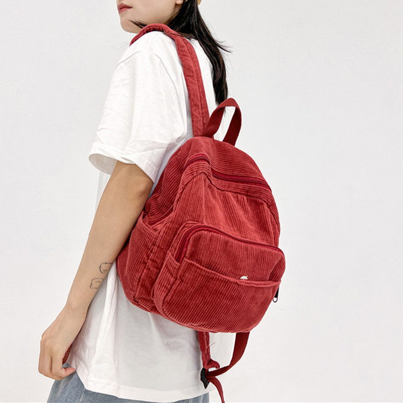 Γυναικείο μίνι σακίδιο πλάτης μονόχρωμο κοτλέ ντιζάιν σχολική τσάντα για έφηβα κορίτσια Φοιτητικές τσάντες γυναικεία τσάντα ταξιδιού Σακίδιο πλάτης