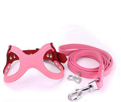 Νέο λουρί για σκύλους κατοικίδιων ζώων Μαλακό δερμάτινο λουρί για σκύλους + λουρί Χαριτωμένο λουρί με μοτίβο γυαλιού που συνδέει ισχυρό λουρί για διαφορετικές φυλές SML