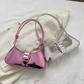 Φωτεινές δερμάτινες τσάντες χιαστί Γυναικείες τσάντες πολυτελείας Y2k Ασημένιες τσάντες τσάντα μασχάλης Γυναικείες τσάντες μασχάλης Γυναικείες τσάντες τσάντα τσαντάκι Hobo