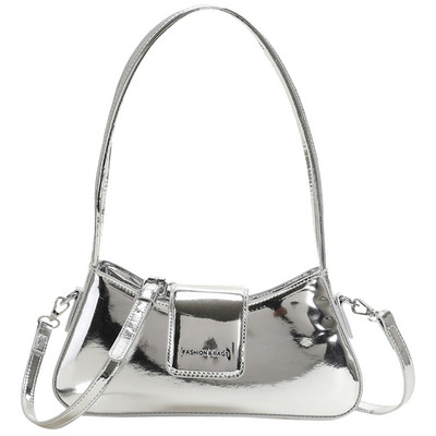 Φωτεινές δερμάτινες τσάντες χιαστί Γυναικείες τσάντες πολυτελείας Y2k Ασημένιες τσάντες τσάντα μασχάλης Γυναικείες τσάντες μασχάλης Γυναικείες τσάντες τσάντα τσαντάκι Hobo