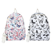 Fashion School Bags Butterfly Print Σακίδιο πλάτης Φοιτητική τσάντα ώμου με μενταγιόν για ταξίδια για υπαίθριο κάμπινγκ
