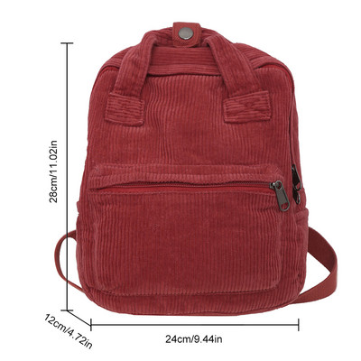 Γυναικείο σακίδιο ταξιδιού μονόχρωμο σχολικό σακίδιο πλάτης Κοτλέ Μαλακές πολλαπλές τσέπες για έφηβα κορίτσια για παιδιά