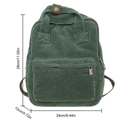 Γυναικείο σακίδιο ταξιδιού μονόχρωμο σχολικό σακίδιο πλάτης Κοτλέ Μαλακές πολλαπλές τσέπες για έφηβα κορίτσια για παιδιά